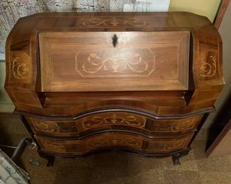 Italian marquetry slant front desk