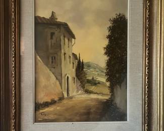 Italian scene - oil on canvas. Lusiano Torsi - c1960s/70s