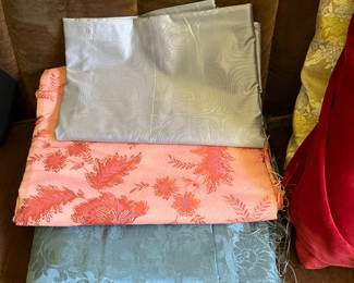 3 colours in silk brocade, 1 roll of red velvet