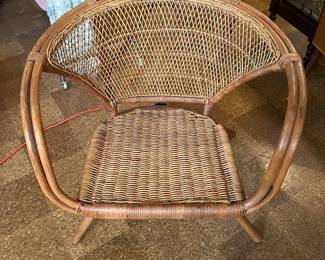 Cool bamboo / wicker chair.  Looks MCM, but could not identify