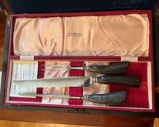 Sheffield buffalo horn handle carving set