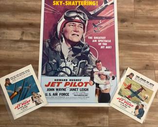 RARE Original 1957 "Jet Pilot" One Sheet Poster and (2) Lobby Cards