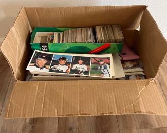 Box of Baseball, Basketball, Hockey, and Football Trading Cards