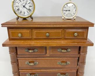 Vintage Centurion Wood Jewelry Box & (2) Tabletop Clocks