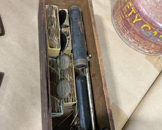 Antique Optometrists, glasses, lenses , tools.