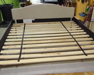 It als has the beds slats shown, but no headboard. You can get on line and buy a headboard, make you one or go to a furniture store and buy one . You can spend what you want, I have seen them fron $99 to $500, next picture