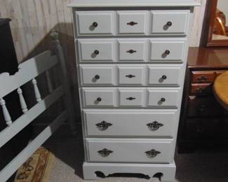 Painted chest of drawers with twin matching headboard