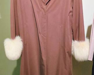 Ladies Clothes, Full Length Fur Trimmed Coat