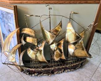 Antique Boat Sculpture Signed by Paul D. Wellington