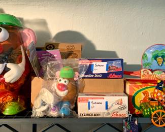 Mr Potato Head, Schuco Tin Cars, Russian Clown Windup toy 