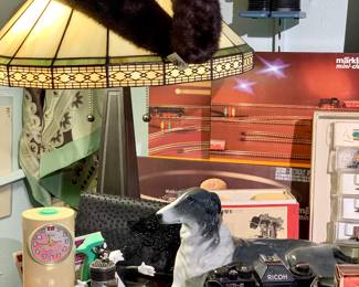 Tiffany style lamp, Ricoh Camera, Super VHS