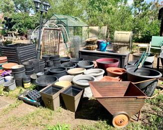 Planters. Vintage Wheel Barrow.