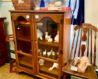 Display case that locks. Old spindle chair