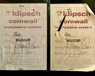 Klipsch 1980's Cornwall Classic Speakers, Teakwood Case in subsequent numbers 8525529-8525530