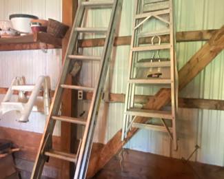 extension ladder and smaller aluminum ladder