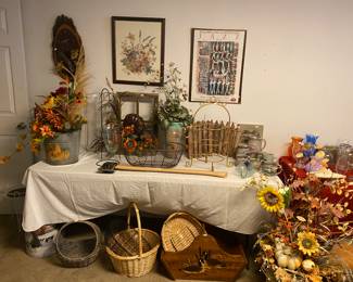 more artwork, baskets, and more floral arrangements