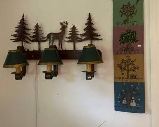 lighted wall decor and tapestry