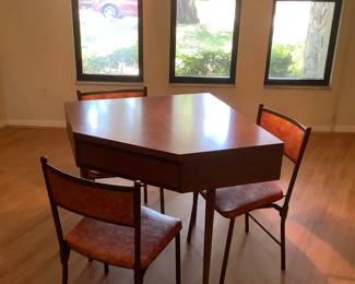 Modern Mid Century Corner Desk Table and Chairs