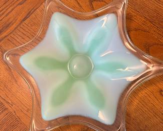 Blown Glass Shell Bowl, Aqua 