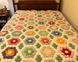 Vintage "Grandmother's Flower Garden" Quilt
