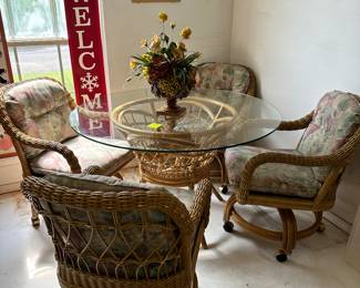 Bamboo/Wicker Table and 4 Chairs
