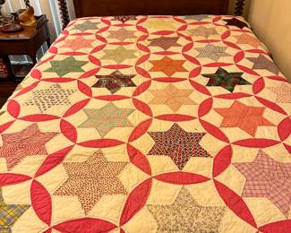 Vintage: "Pink Circles with Stars" Quilt