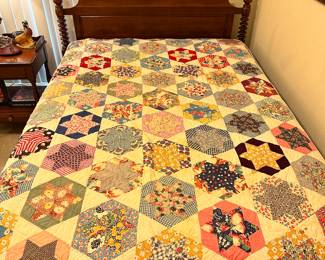 "Feed Sack" Patterns all over this Vintage Quilt