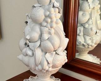 Vintage 1960’s era Italian Porcelain Fruit Centerpiece. 17” Tall.