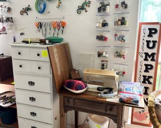 Vintage, Working Singer Sewing Machine... 6 drawer Lingerie Chest and Sewing items