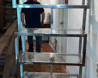 Modular Chrome and Glass Étagère Attributed to Milo Baughman
