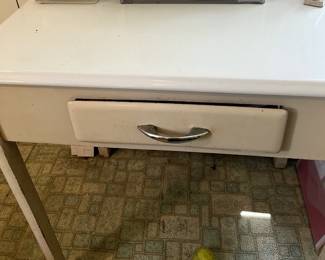 One Drawer Enamel Top Table