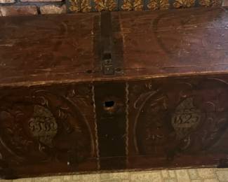 Antique hand-painted trunk dated 1825