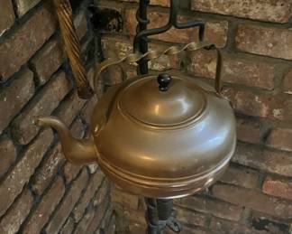 Brass Teapot on large iron hook