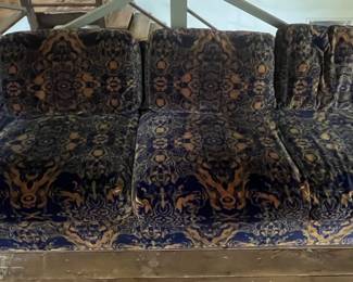psychedelic paisley fabric couch Mid century original 