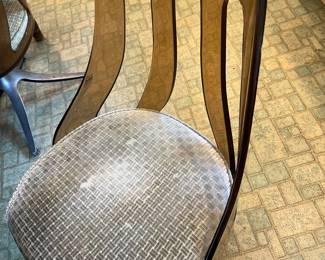 Vintage Modern Amber Acrylic Swivel Dining Chairs
