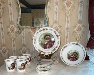Rosina Queens China Co Fine Bone China Old St Nicholas / Santa Plate Set