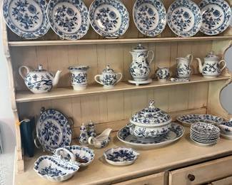 Meissen Blue Onion dishes & Country Hutch