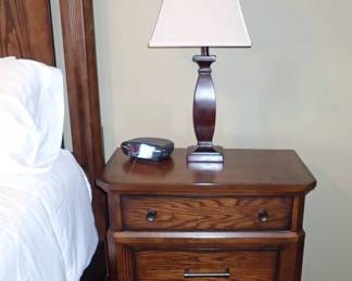 NITESTAND - WITH BUILT IN ELECTRICAL FOR PHONE CHARGING - & TAP TO TURN ON- SILVER LAMP