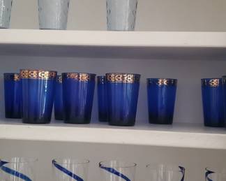 Cobalt glasses with gold trim