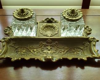 Virginia Metal Crafters inkwell desk set