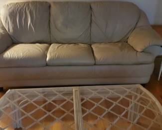 Cream color leather sofa