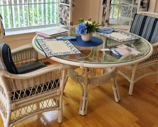 Glass top table and 2 chairs