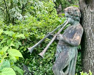 Vintage Zinc or Lead Garden Trumpeter