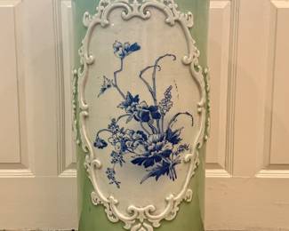 Antique Celedon Pottery Umbrella Stand 