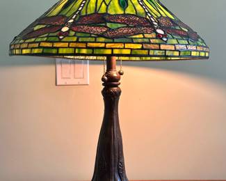 (2) Meyda Tiffany Style Stained Glass Lamp with Dragonflies