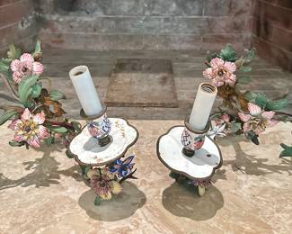 (2) French Enamel Wall Sconces