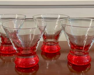(4) Art Glass Martini Glasses