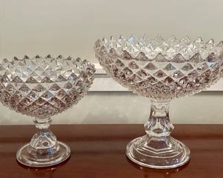 Sawtooth Glass Pedestal Compotes