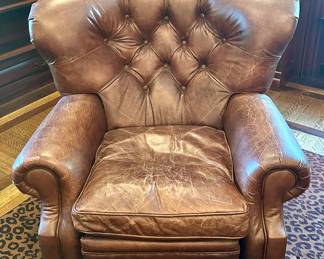 (4) Restoration Hardware Leather Recliners with Nailhead Trim