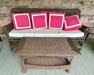Wicker Sofa & Wicker Coffee Table
